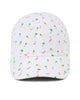 Imperial Alter Ego Cap - X210R White Cap with Tropical Pattern: Pink Flamingos, Palm Trees and Pineapples
