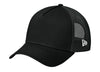 Black trucker cap with mesh back on a white background