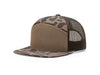 Richardson 168P Printed 7-Panel Flat Bill Trucker Hat in Bark Duck Camo/ Brown