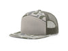 Richardson 168P Printed 7-Panel Flat Bill Trucker Hat in Marsh Duck Camo/ Loden