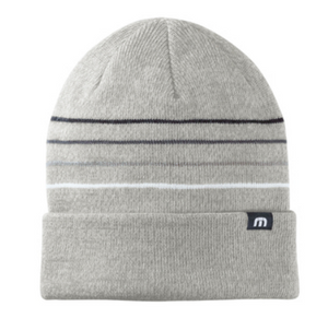 TravisMathew Striped Cuffed Beanie - Light Heather Grey
