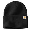 Black Carhartt Watch Cap Beanie. Includes a hand sewn Hermann Oak Leather Patch laser etches with your logo.