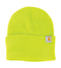 Brite Lime Carhartt Watch Cap Beanie. Includes a hand sewn Hermann Oak Leather Patch laser etches with your logo.