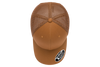 Top view of the Flexfit 110M trucker hat in caramel with matching mesh. Perfect for leather patch customization.