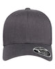 Front view of the Flexfit 110M Trucker Hat in Dark Heather Grey. Perfect for leather patch customization.