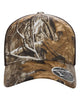 Front view of the Flexfit 110M Trucker Hat in Realtree Edge and Brown Mesh. Perfect for leather patch customization. 