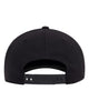 Flexfit NU black cap back view with snapback closure, no mesh