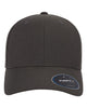 Flexfit NU snapback cap in dark grey with space for a custom leather patch, front view