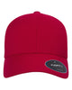 Flexfit NU snapback cap in red with room for a custom leather patch, front view