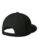 New Era NE404 diamond era flat bill snapback hat in Flag Black with custom laser engraved Hermann Oak leather patch, back view