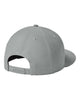 New Era NE404 diamond era flat bill snapback hat in Flag Grey with custom laser engraved Hermann Oak leather patch, back view
