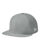 New Era NE404 diamond era flat bill snapback hat in Flag Grey with custom laser engraved Hermann Oak leather patch, side view