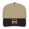 OTTO CAP 31-069 5 panel mid profile cap in black/khaki, front view
