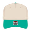 OTTO CAP 31-069 5 panel mid profile cap in caribbean green/natural, front view