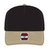 OTTO CAP 31-069 5 panel mid profile cap in khaki/black, front view
