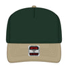 OTTO CAP 31-069 5 panel mid profile cap in khaki/dark green, front view