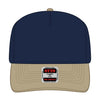 OTTO CAP 31-069 5 panel mid profile cap in khaki/navy, front view