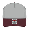 OTTO CAP 31-069 5 panel mid profile cap in maroon/gray, front view