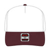 OTTO CAP 31-069 5 panel mid profile cap in maroon/white, front view