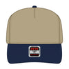 OTTO CAP 31-069 5 panel mid profile cap in navy/khaki, front view