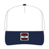 OTTO CAP 31-069 5 panel mid profile cap in navy/white, front view