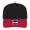 OTTO CAP 31-069 5 panel mid profile cap in red/black, front view