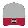 OTTO CAP 31-069 5 panel mid profile cap in red/gray, front view