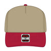 OTTO CAP 31-069 5 panel mid profile cap in red/khaki, front view
