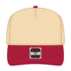 OTTO CAP 31-069 5 panel mid profile cap in red/natural, front view