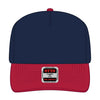 OTTO CAP 31-069 5 panel mid profile cap in red/navy, front view