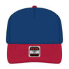 OTTO CAP 31-069 5 panel mid profile cap in red/royal, front view