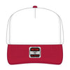 OTTO CAP 31-069 5 panel mid profile cap in red/white, front view