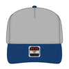 OTTO CAP 31-069 5 panel mid profile cap in royal/gray, front view