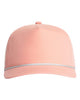 Peachy cap with a white rope feature.