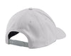 Back view of the light shade gray TravisMathew FOMO solid cap with the snapback and rear panels on display.