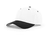 Richardson 212 Pro Twill Snapback in White with Black visor, eyelets.