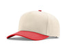 Richardson 5 Panel Champ Cap in Cream and Red, ideal for a custom leather patch.