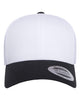 YP Classics 6606 retro trucker hat in Black/ White/ White with custom laser engraved Hermann Oak leather patch