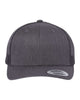 YP Classics 6606 retro trucker hat in Dark Heather Grey with custom laser engraved Hermann Oak leather patch