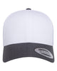 YP Classics 6606 retro trucker hat in Dark Heather/ White/ White with custom laser engraved Hermann Oak leather patch