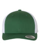 YP Classics 6606 retro trucker hat in Evergreen/ White with custom laser engraved Hermann Oak leather patch