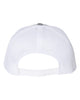 YP Classics 6606 retro trucker hat in Heather Grey/ White with custom laser engraved Hermann Oak leather patch, back view