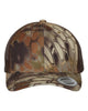 YP Classics 6606 retro trucker hat in Kryptek Highlander with custom laser engraved Hermann Oak leather patch