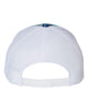 YP Classics 6606 retro trucker hat in Kryptek Pontus with custom laser engraved Hermann Oak leather patch, back view