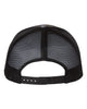 YP Classics 6606 retro trucker hat in Kryptek Raid with custom laser engraved Hermann Oak leather patch, back view