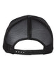 YP Classics 6606 retro trucker hat in Kryptek Typhon with custom laser engraved Hermann Oak leather patch, back view