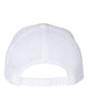 YP Classics 6606 retro trucker hat in Multicam Alpine/ White with custom laser engraved Hermann Oak leather patch, back view