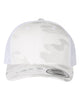 YP Classics 6606 retro trucker hat in Multicam Alpine/ White with custom laser engraved Hermann Oak leather patch