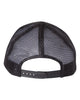YP Classics 6606 retro trucker hat in Multicam Black/ Black with custom laser engraved Hermann Oak leather patch, back view