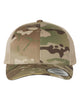 YP Classics 6606 retro trucker hat in Multicam Green/ Khaki with custom laser engraved Hermann Oak leather patch